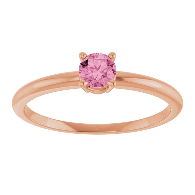 Round Pink Tourmaline Solitaire Ring in Rose Gold