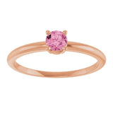 Round Pink Tourmaline Solitaire Ring in Rose Gold