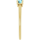 Round Blue Zircon Solitaire Ring in Yellow Gold