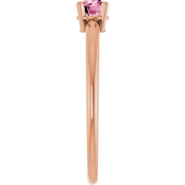 Round Pink Tourmaline Solitaire Ring in Rose Gold