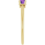 Round Amethyst Solitaire Ring in Yellow Gold