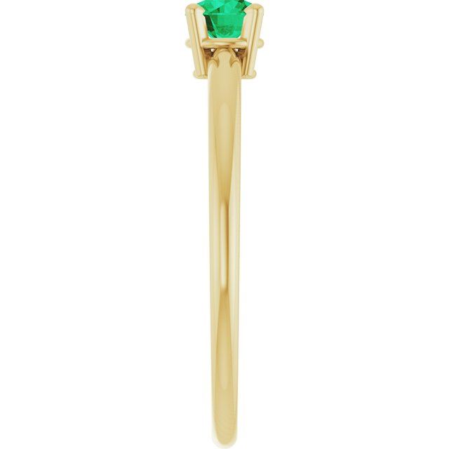 Round Lab-Grown Emerald Solitaire Ring in Yellow Gold