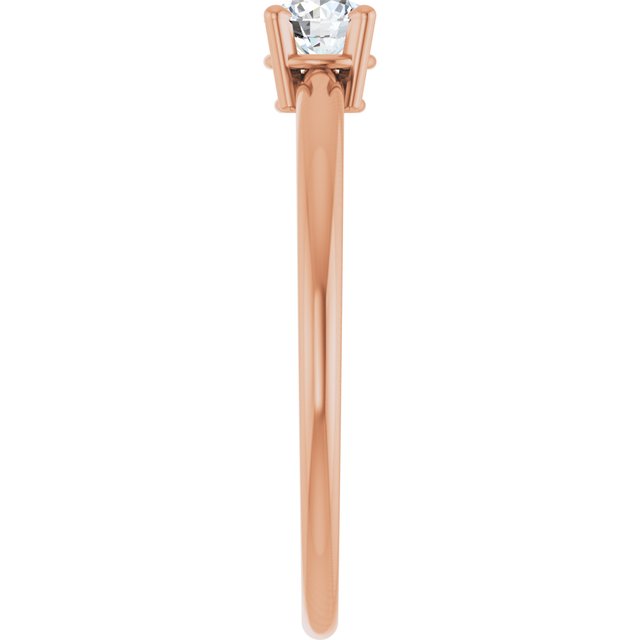 Round White Sapphire Solitaire Ring in Rose Gold