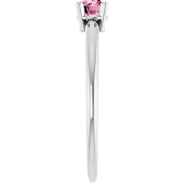Round Pink Tourmaline Solitaire Ring in Gold and Platinum