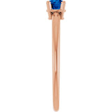 Round Blue Sapphire Solitaire Ring in Rose Gold