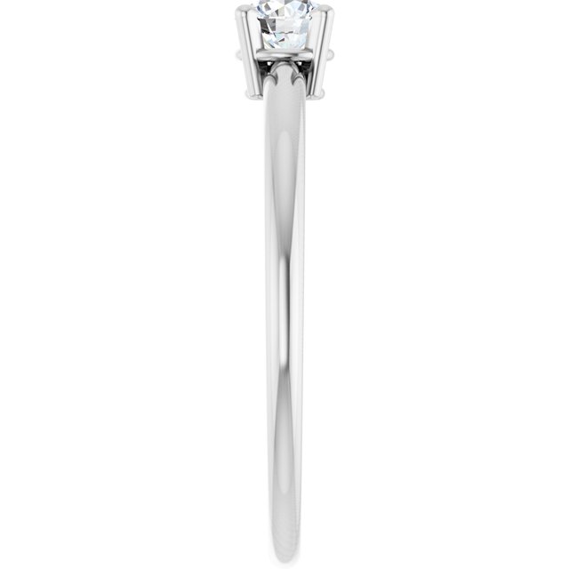 Round White Sapphire Solitaire Ring in White Gold