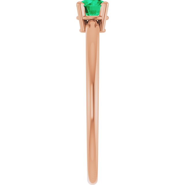 Round Emerald Solitaire Ring in Rose Gold