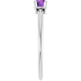 Round Amethyst Solitaire Ring in White Gold