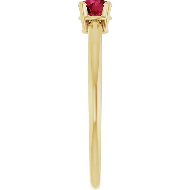 Round Ruby Solitaire Ring in Yellow Gold