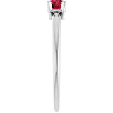 Round Lab-Grown Ruby Solitaire Ring in Platinum
