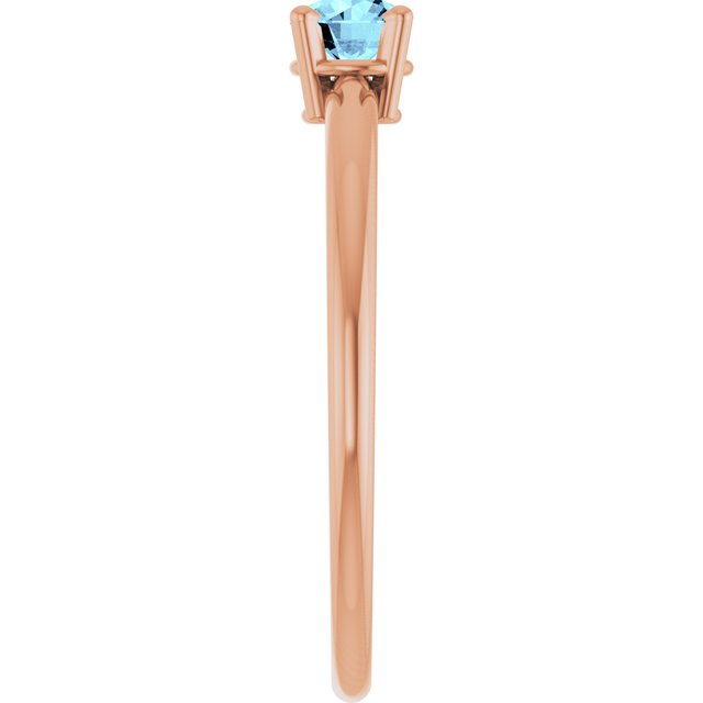 Round Aquamarine Solitaire Ring in Rose Gold