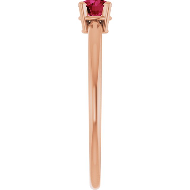 Round Lab-Grown Ruby Solitaire Ring in Rose Gold