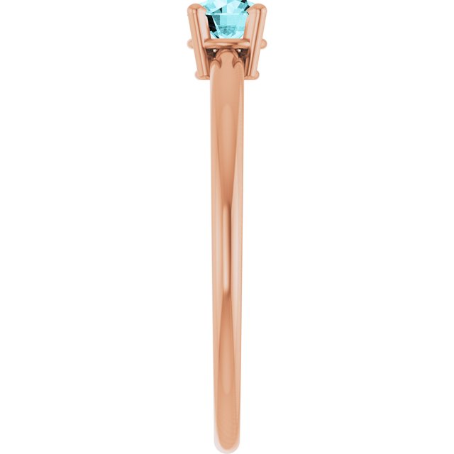 Round Blue Zircon Solitaire Ring in Rose Gold