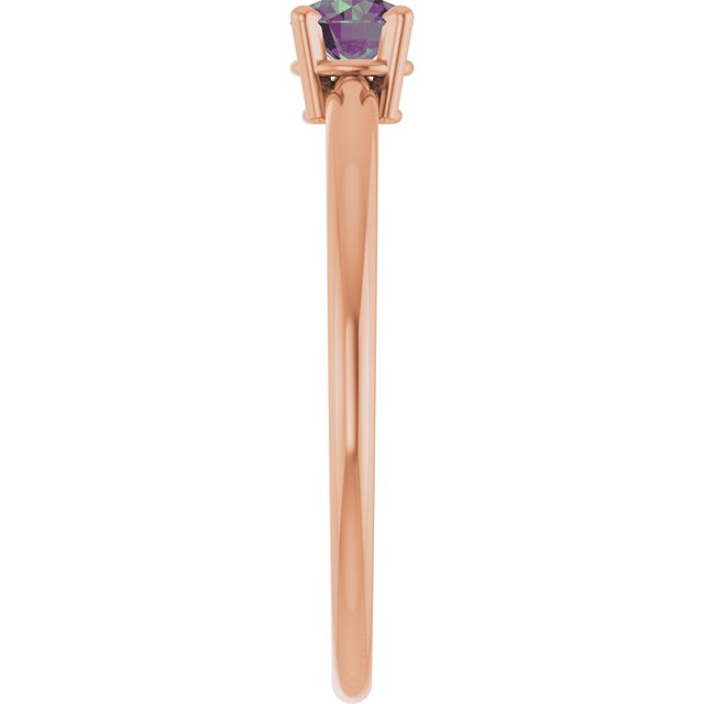 Round Lab-Grown Alexandrite Solitaire Ring in Rose Gold