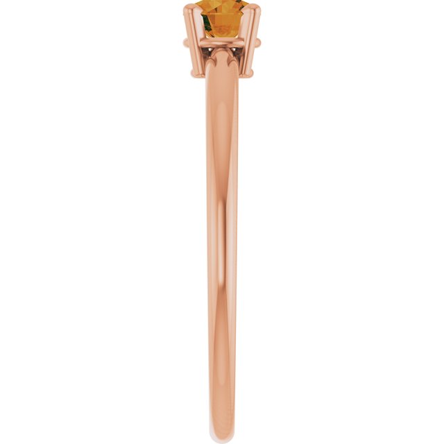 Round Citrine Solitaire Ring in Rose Gold