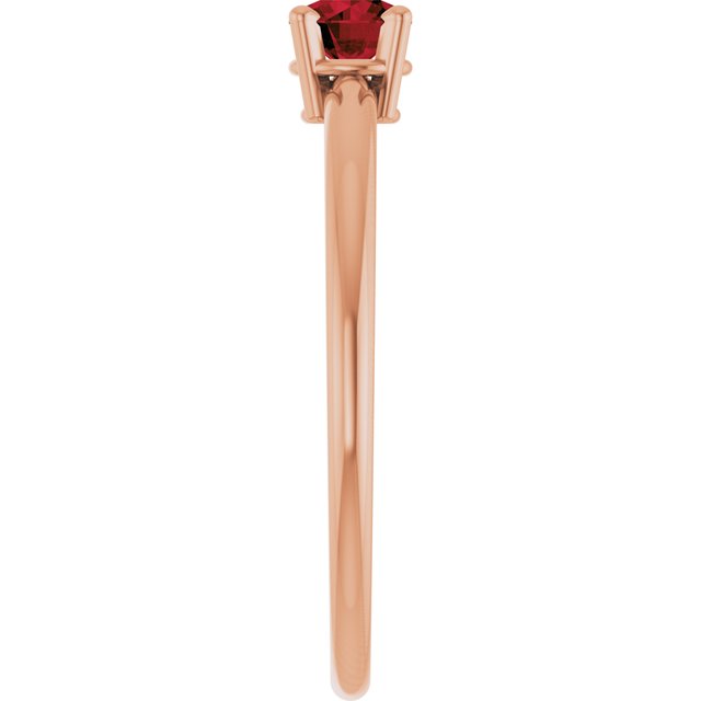 Round Mozambique Garnet Solitaire Ring in Rose Gold