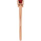 Round Mozambique Garnet Solitaire Ring in Rose Gold