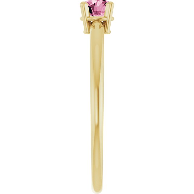 Round Pink Tourmaline Youth Ring in Gold