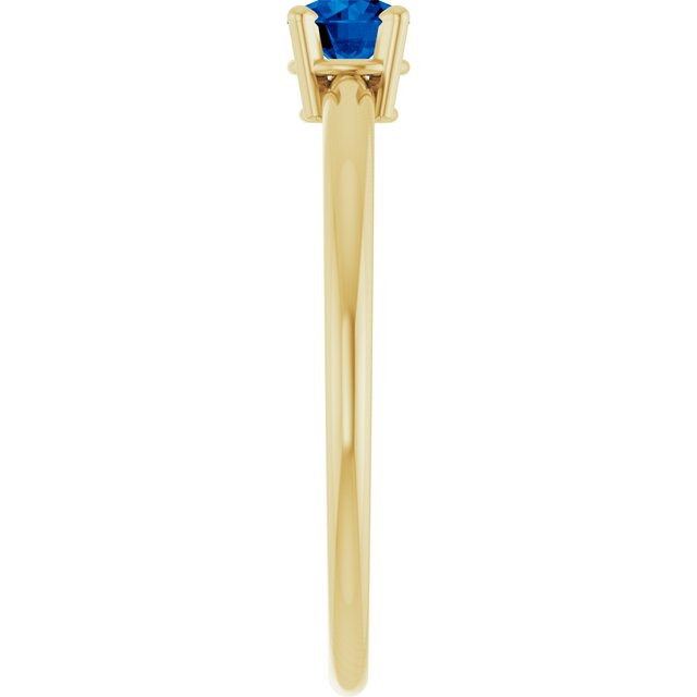 Round Lab-Grown Blue Sapphire Youth Ring in Gold