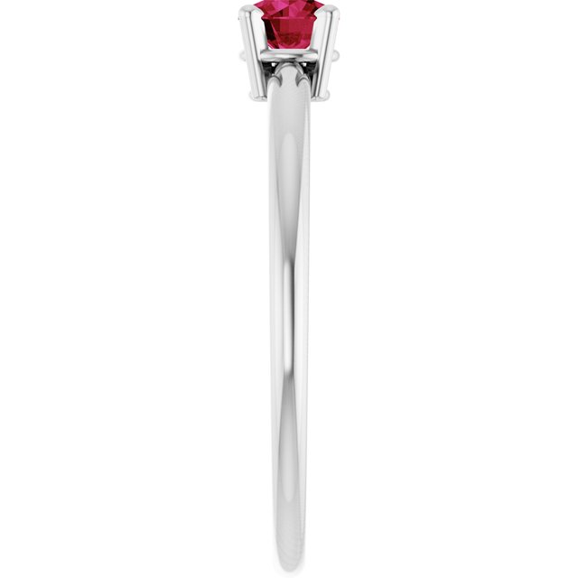Round Lab-Grown Ruby Solitaire Ring in White Gold
