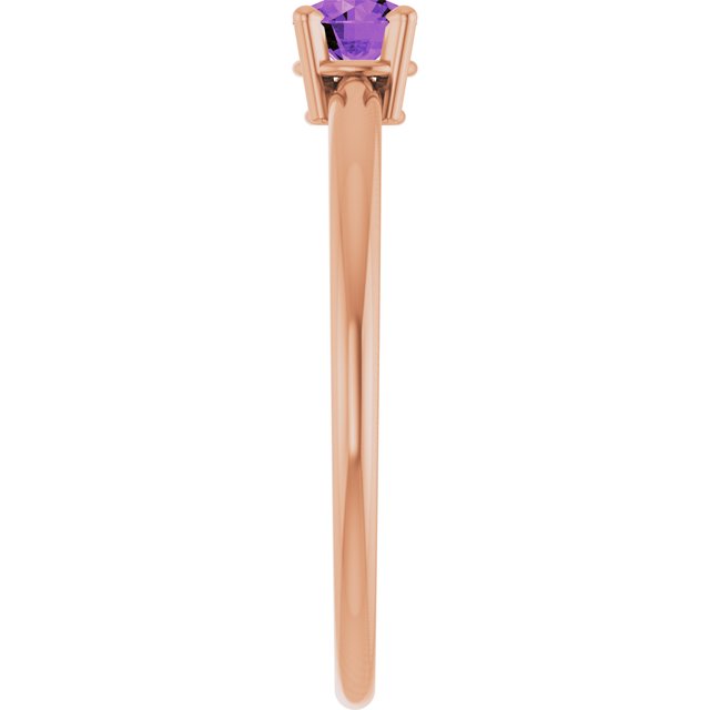 Round Amethyst Solitaire Ring in Rose Gold