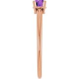 Round Amethyst Solitaire Ring in Rose Gold