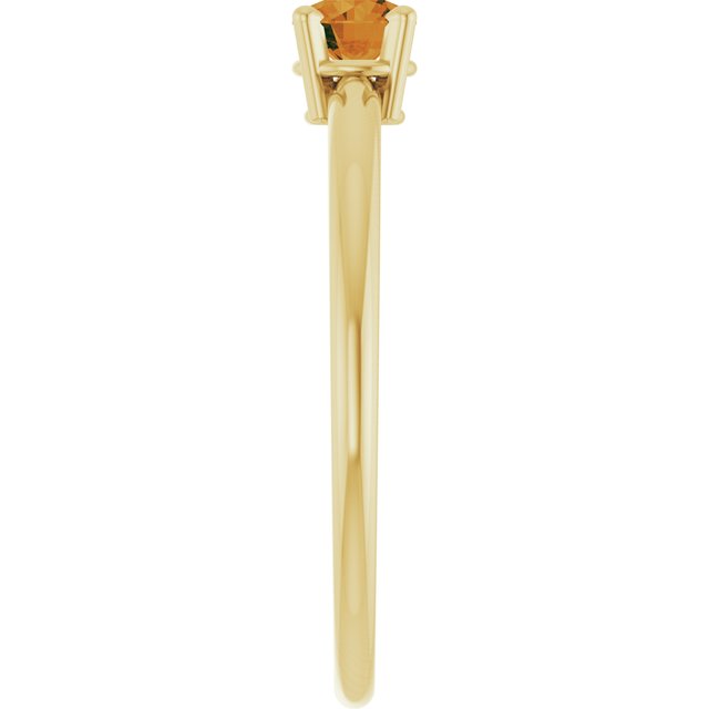 Round Citrine Solitaire Ring in Yellow Gold