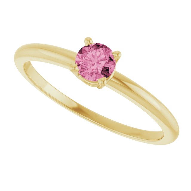 Round Pink Tourmaline Youth Ring in Gold