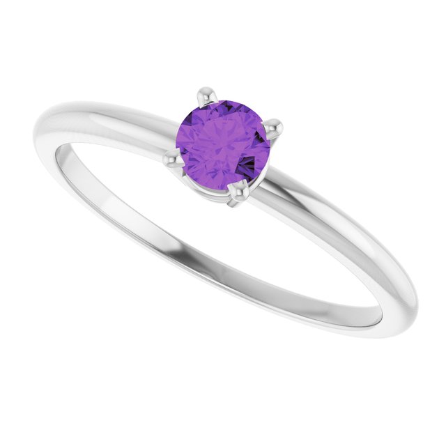 Round Imitation Amethyst Youth Ring in Gold