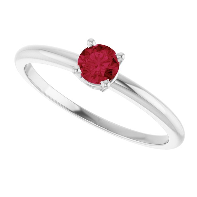 Round Imitation Ruby Youth Ring in Gold