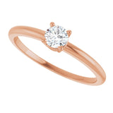Round White Sapphire Solitaire Ring in Rose Gold