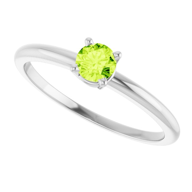 Round Peridot Solitaire Ring in Platinum