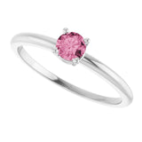 Round Imitation Pink Tourmaline Youth Ring in Gold