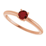 Round Mozambique Garnet Solitaire Ring in Rose Gold