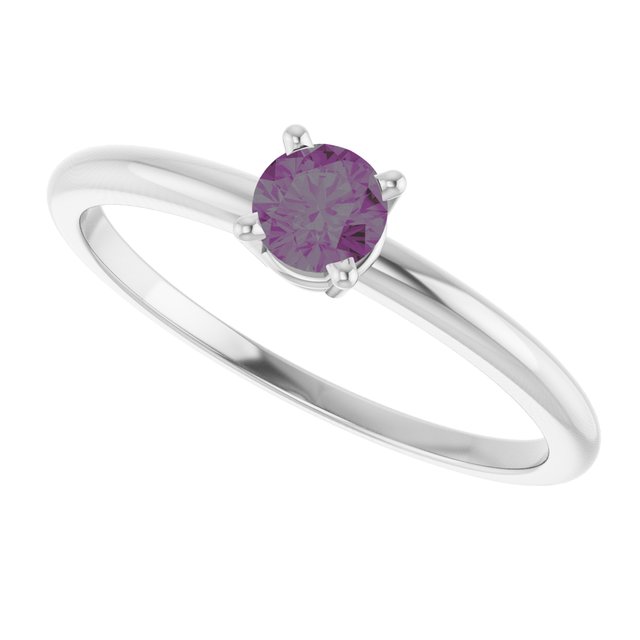 Round Lab-Grown Alexandrite Solitaire Ring in White Gold