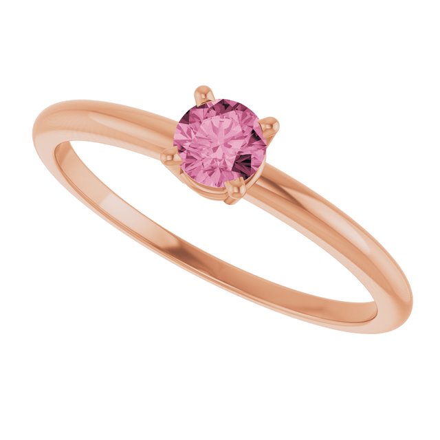 Round Pink Tourmaline Solitaire Ring in Rose Gold