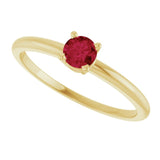 Round Ruby Solitaire Ring in Yellow Gold