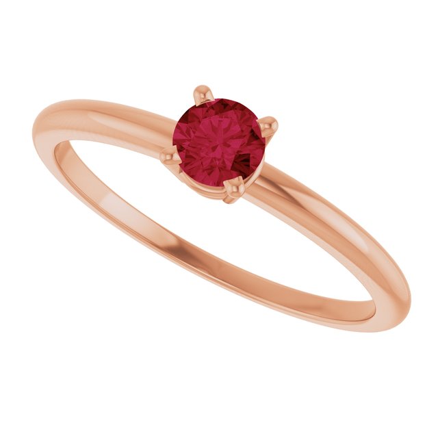 Round Lab-Grown Ruby Solitaire Ring in Rose Gold