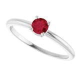 Round Ruby Solitaire Ring in Platinum