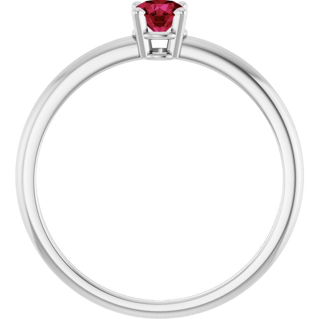 Round Lab-Grown Ruby Solitaire Ring in Platinum