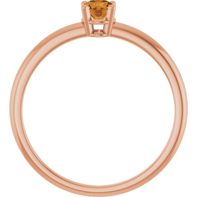 Round Citrine Solitaire Ring in Rose Gold