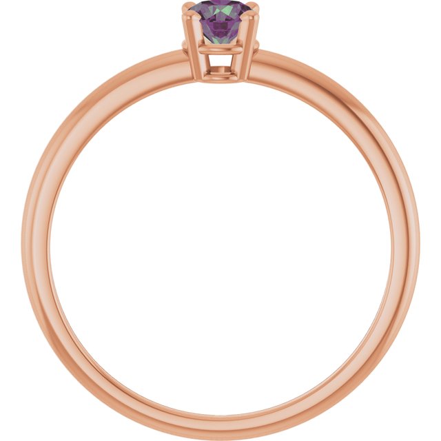 Round Lab-Grown Alexandrite Solitaire Ring in Rose Gold