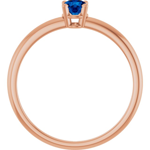 Round Blue Sapphire Solitaire Ring in Rose Gold