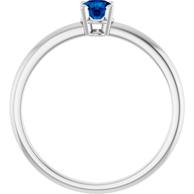 Round Blue Sapphire Youth Ring in Gold
