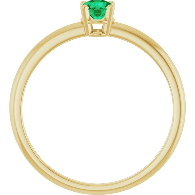 Round Lab-Grown Emerald Youth Ring in Gold