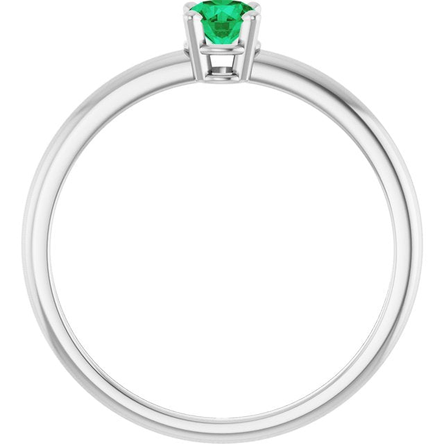 Round Lab-Grown Emerald Solitaire Ring in White Gold