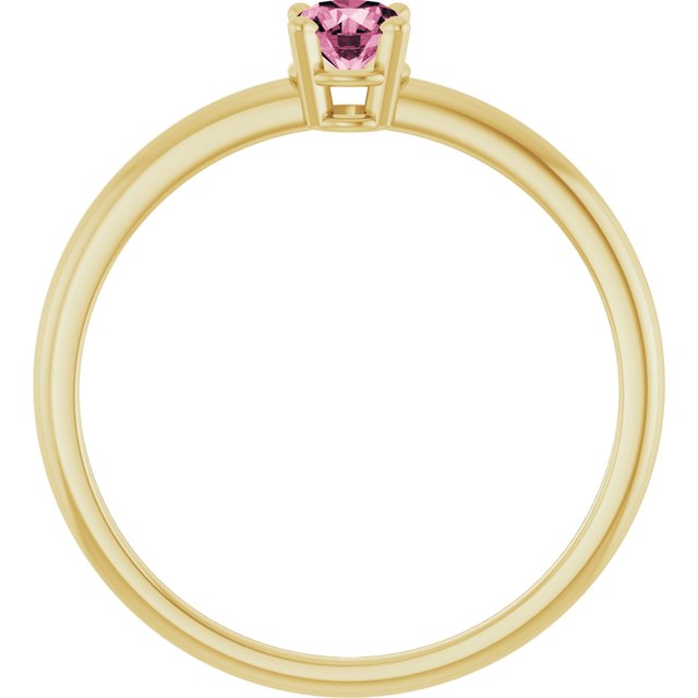 Round Pink Tourmaline Solitaire Ring in Yellow Gold