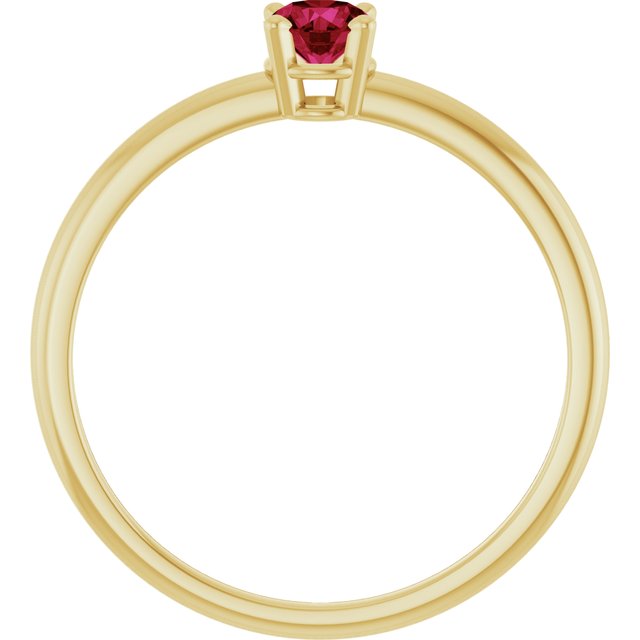 Round Ruby Solitaire Ring in Yellow Gold
