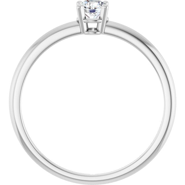 Round White Sapphire Solitaire Ring in White Gold
