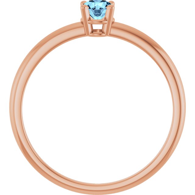 Round Aquamarine Solitaire Ring in Rose Gold